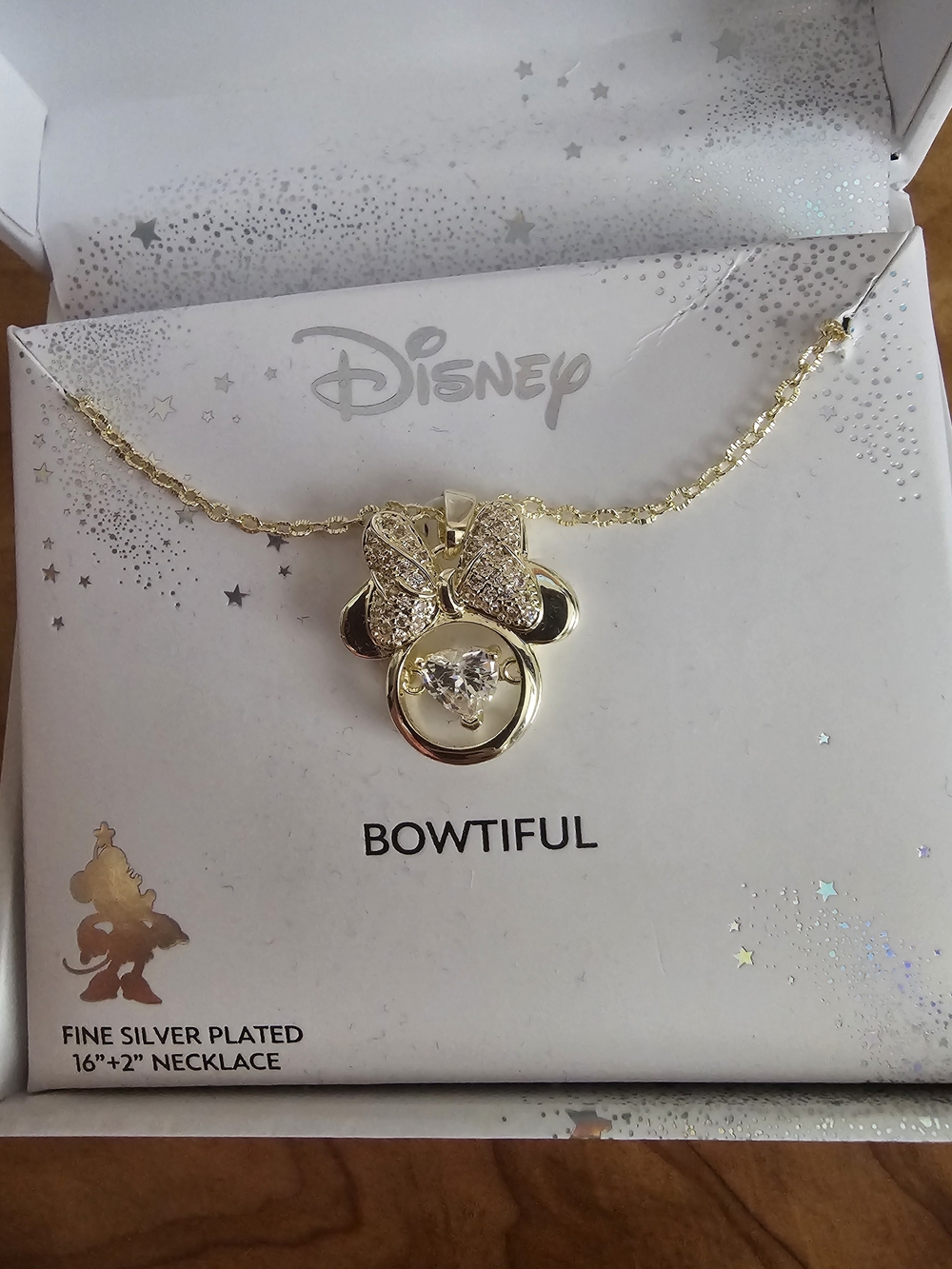 Disney Bowtiful Gold Bow & Crystal Minnie Necklace - Picture 3 of 5